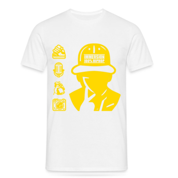 T-shirt édition limitée 100% HIPHOP - blanc et... - T-shirt édition limitée 100% HIPHOP - blanc et jaune